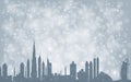 Dubai City Ã¢â¬â¹Ã¢â¬â¹silhouette ,silver abstract snow falling winter christmas